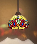 Victorian Style Stained Glass Pendant Light 8 Inch Cream Brown Hanging Lamp For Kitchen Island Dining Room Bar Hallway And Home Office