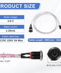 12mm Chassis Metal Power Button With Red LED 39 Inch Wire On Off Switch For ATX PC Builds DIY Friendly Case Button Black Finish Easy Install Power Symbol For Front Panel, 39.48in cable