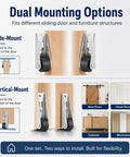 Dual mounting options for Built Tough Vertical Track Roller Wheels With Quiet Rubber Casters For Sliding Barn Doors And Cabinets 110 Lb Bottom Support Kit.