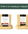Label Application Tool For Jars And Bottles With Adjustable Height And Width Aligner Base And Two Sticking Columns Three Configurations