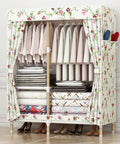 Gotta Love This Portable Canvas Wardrobe Folding Storage Organizer With Steel Rod Breathable Fabric Clothes Closet with floral design.