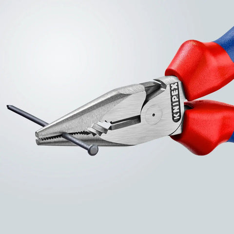 Needle Nose Combination Pliers 5.71 Inch With Soft Handle, Slim Head For Confined Spaces gripping a nail