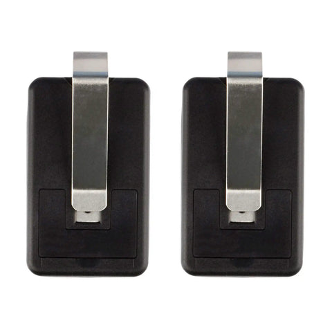 Back view of Two Delta 3 Garage Door Remotes for 310MHz 1-Channel Receivers, 8-Dip Switch Programmable, Black Finish