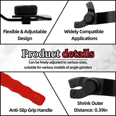 Two Pack Red Adjustable Pin Spanner Wrench For Angle Grinder Lock Nut Heavy Hitter Disc Removal Spanner featuring adjustable design and anti-slip grip.