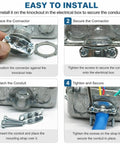 Installation guide for Heavy Duty Zinc Steel Clamp Cable Connectors For Romex Wires Electrical Box Setup, showing connector placement and securing.