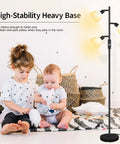 Three Head Floor Lamp With Rotating Heads, 3 Way Dimmer, Includes 3x 4W E12 LED Bulbs, Metal Pole Torchiere next to children