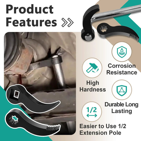 Two Piece Heavy Duty Pry Bar Wrench Adapter Head Set With Two Styles Crowbar Adapters For Half Inch Drive Ratchets Half Shaft Removal Car Repair Tools For Tight Spaces showing corrosion resistance and durability features