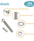 1290 Pcs M3 Metric Screw Assortment Kit With 4mm-40mm Stainless Steel Button Head Hex Socket Cap Bolts Nuts Washers And Hex Wrench