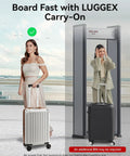 Expandable Carry On Luggage 22x14x9 Inches With Spinner Wheels 20 Inch Hard Shell Suitcase In White Brown by security check.