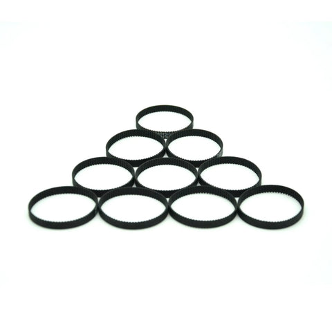 Pack of 10 black Endless GT2 Timing Belt 260mm Length 130 Teeth 2mm Pitch 9mm Width Synchronous Closed Loop Belt arranged in triangle
