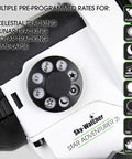 Motorized Night Sky Tracker For DSLR Cameras control dial close-up showing pre-programmed rates and Sky-Watcher branding.