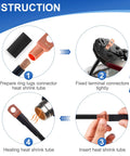 Instructions for using 150Pcs Copper Wire Lugs Battery Cable Ends Kit With Heat Shrink Set for AWG 2 to 12 Gauge, step-by-step guide.