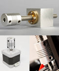 Three images of Five Pack Aluminum Shaft Couplings 5mm To 6.35mm Flexible Motor Connectors for CNC Machines and 3D Printers.