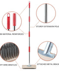 Heavy Duty Wire Scrub Brush With Telescopic Handle 57-Inch showing features like stiff wire bristles and sturdy metal bracket