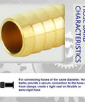 Close-up of Half Inch Brass Hose Barb Fittings With Quick Connect Clamp Kit Three Pack For Water Fuel And Air Lines Repair