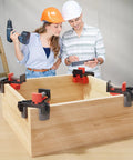 Two people using a Corner Clamp for Woodworking 90 Degree Right Angle Clamp Set Four Pack Adjustable Spring Loaded Wood Clamps