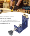 Mini Pocket Hole Jig Kit Set for Woodworking, Dowel Joint Tool and Woodworking Guides, shown with a one-handed operation, pro grade aluminum alloy.