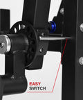 Close-up of Leg Extension And Curl Machine For Home Gym with adjustable mechanism and ergonomic handle in black