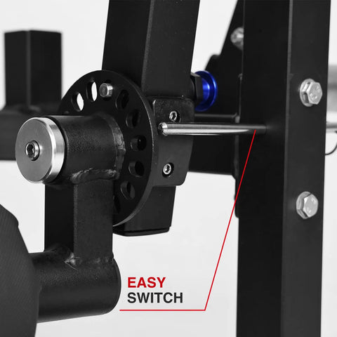 Close-up of Leg Extension And Curl Machine For Home Gym with adjustable mechanism and ergonomic handle in black