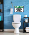 See Your Supervisor Aluminum Sign 8x12 Inches Vintage Wall Decor in bathroom above toilet on blue wall