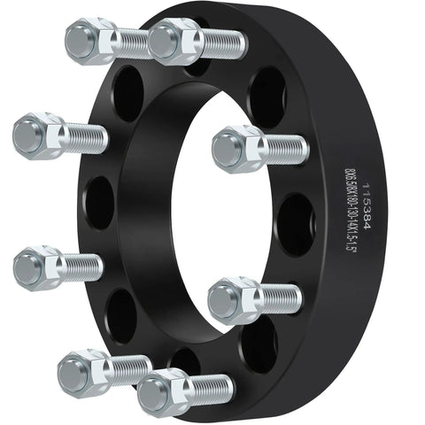 Close-up of a 4Pcs Beefed Up Wheel Adapters Kit 8x6.5 To 8x180 1.5 Inch Spacers With 14x1.5 Lug Studs for Silverado