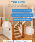 Three Way Smart Switch Kit Two Pack With Neutral Wire Required, Compatible With Apple HomeKit, Alexa, Google Assistant; stairs with voice control example