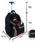 Rugged Rolling Tool Backpack With Wheels 26 Pocket Organizer For Electricians Carpenters HVAC And Welders Built To Last