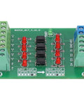 Optocoupler Isolation Board 24V To 5V PLC Converter Module with 4 Channel High Speed Isolation, green PCB