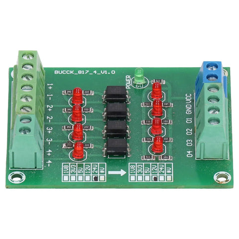 Optocoupler Isolation Board 24V To 5V PLC Converter Module with 4 Channel High Speed Isolation, green PCB