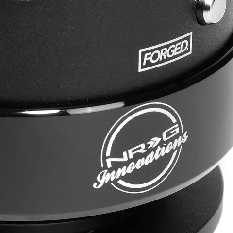 Close-up of black NRG Innovations component for Race Steering Wheel Quick Release Kit For 6 Bolt 70mm And 74mm Hubs Gen 2.0 Black Body