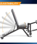 Six Position Adjustable Utility Bench with Leg Developer and High Density Foam Padding showing adjustability