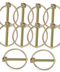 Heavy Duty Lynch Pin Assortment Kit 10 Pcs Clip Hardware For Tractors And Farm Equipment 3 16 Inch Pins With Easy Storage Lock In Place And Stay Put Wide Application Durable Farm Gear, 10 gold iron pins