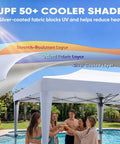10x20 Pop Up Canopy Tent With Windows No Sidewalls Instant Outdoor Shelter For Parties Weddings Events Vendors Easy Setup 200 Sq Ft Of Shade Fits 15 To 20 People, displaying Oxford fabric layers, silver-coated for UV protection.