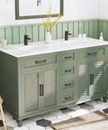 Green bathroom vanity with Matte Black Modern Cabinet Pulls 3 Pack With 3 Inch Hole Center 76mm And 3.4 Inch Total Length Durable Zinc Alloy.