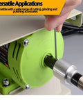 Pro 110V Gem Faceting Machine 5-in-1 Bench Grinder showing 1380W green motor and adjustable flexible shaft for easy use.
