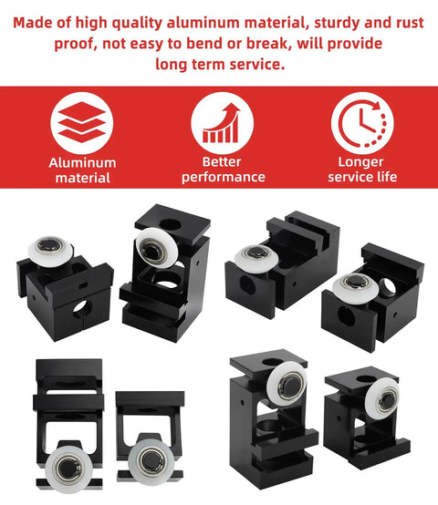 Standard Upper And Lower Bearing Block Set For RV Schwintek Slide Out In Wall Bearing System With V Roller Shoe Aluminum No Rivets