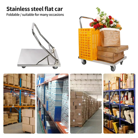 Heavy Duty Moving Platform Cart 800 Lb Capacity 32 By 20 Inch Foldable Flatbed Dolly With Smooth Rolling 360 Degree Swivel Wheels Crafted From Solid Stainless Steel For No Sweat Hauling Tasks