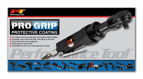 Black cordless power tool with ergonomic grip and protective coating, displayed against a branded background with various tool icons.