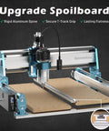 Front view of Genmitsu 4040-PRO MAX CNC router with blue aluminum frame, spindle, and GRBL control