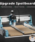 Front view of Next Gen 4040 Pro Max CNC Router with 710W spindle and linear rail drive, showing work area and GRBL control.