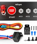 5 In 1 Rocker Switch Panel With Engine Start Button And Relay Harness, 12V LED Toggle Switches for RV, Truck, Car, Boat