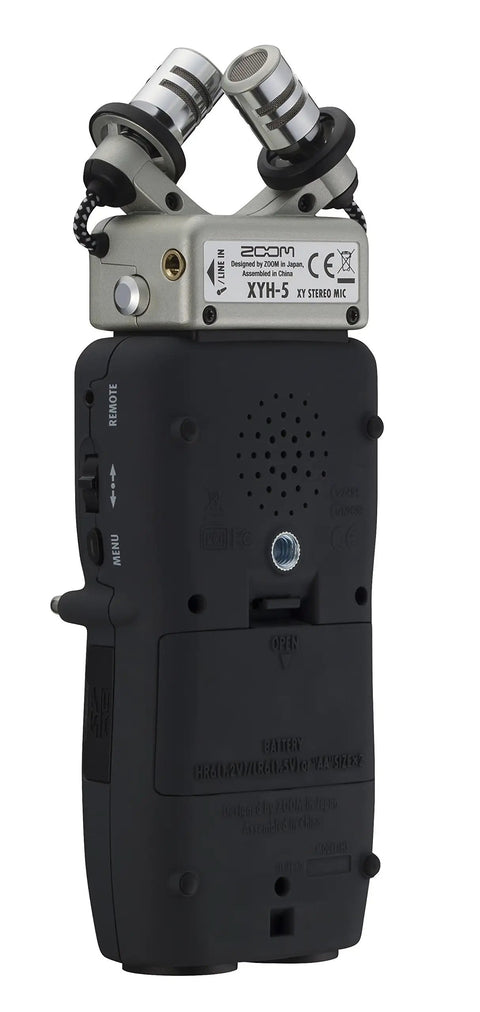 Back view of Four Track Portable Recorder with XYH-5 Capsule, highlighting Dual XLR and TRS Mic Inputs and USB Audio Interface.