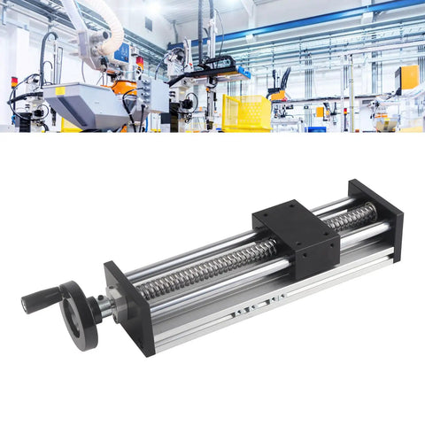Beefy 200mm Linear Guide Rails for 2 Axis Manual Sliding Table for 3D Printers and CNC Machines with Ball Bearing Linear Motion System and Hand Crank Locking, 200mm aluminum rail with hand crank