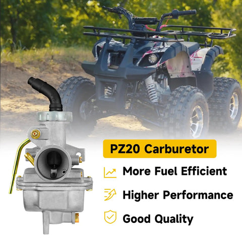 PZ20 Carburetor Kit Fits 50cc to 125cc Chinese Kids ATVs Quad Go Karts With 4 Stroke Engines, showcasing ATV application.