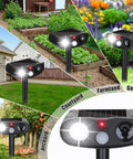 Outdoor Ultrasonic Deer Repellent Device With PIR Motion Sensor And LED Strobe 2 Pack Dual Deterrent For Yards And Gardens That Keeps Deer Away With Loud Ultrasonic Waves And Bright Flash, solar stake