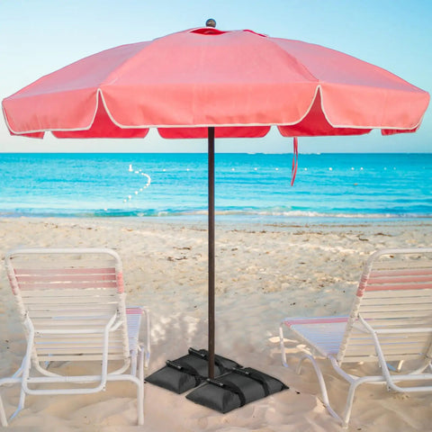 Two Pack 65Lb Fillable Sand Bags For Umbrella Bases, Heavy Duty 1680D Oxford With Inner Pouch, Weatherproof Black Bags on beach