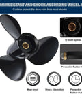 Aluminum Boat Propeller 12 1/4 Inch Diameter 15 Inch Pitch Right Hand Rotation 13 Spline, black 3-blade design.