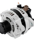 Alternator Compatible With Toyota Corolla 1.8L 2009 2010 2011 Matrix 1.8L 2009 2010 Pontiac Vibe 1.8L 2009 2010 Scion XD 2008 2014 12V 100A 6 Groove Clutch Pulley Ready To Power Your Ride, shown in close-up view with visible 6-groove clutch pulley and mounting.