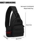 Rugged Tactical Crossbody Bag For Men With Water Bottle Holder MOLLE EDC Sling Pack With USB Charging Port dimensions view