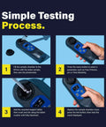 Digital Pool Test Kit For Swimming Pools Spas And Hot Tubs Delivers Dead On Results For PH Free Chlorine And Calcium Levels Helping You Keep Your Pool Pristine Without Any Headaches Or Hassle This Summer - simple testing process steps shown.